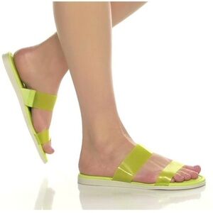 Steve Madden Greer Double Strap Sandals Green Yellow Slides